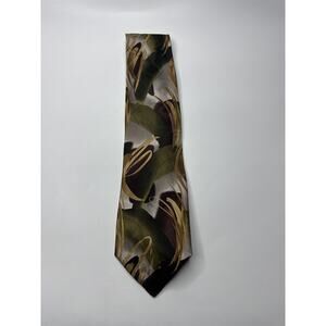 J. Garcia Green Tree Collection Thirty 100% Silk Tie Abstract Green/Brown/Gold